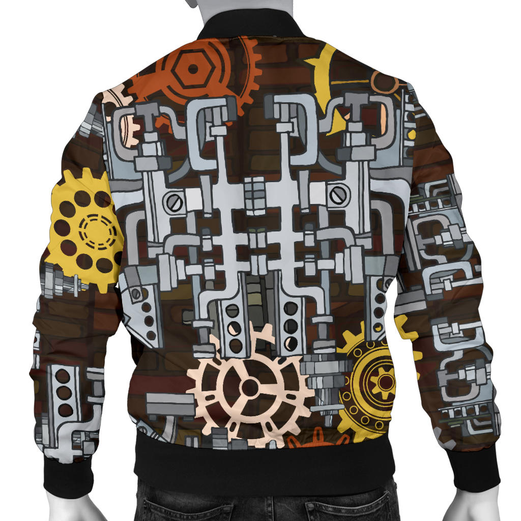 Mechanic Pattern Print Design 04 Men Bomber Jacket