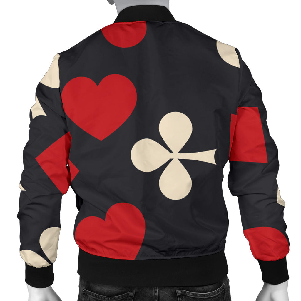 Poker Cards Pattern Print Design A02 Men Bomber Jacket