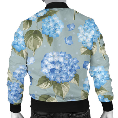 Hydrangea Pattern Print Design 01 Men Bomber Jacket