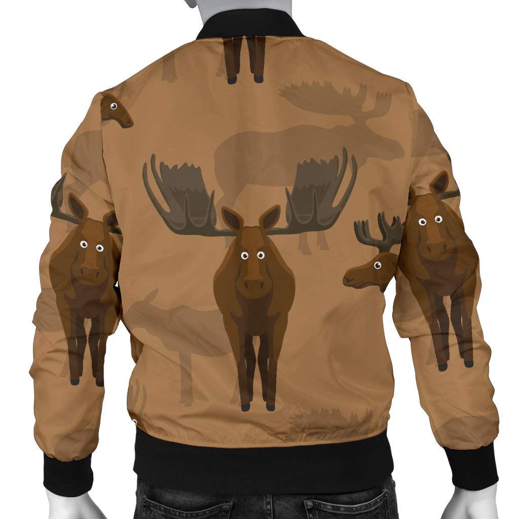 Moose Pattern Print Design 03 Men Bomber Jacket