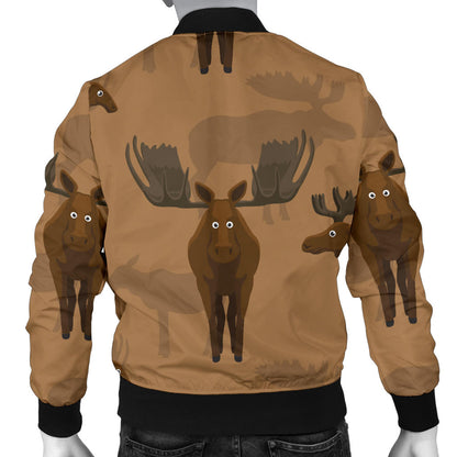 Moose Pattern Print Design 03 Men Bomber Jacket