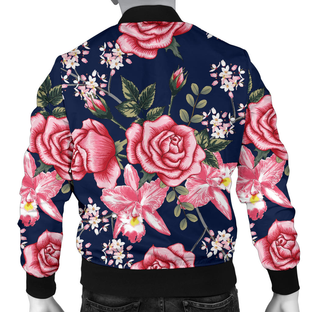 Rose Pattern Print Design A05 Men Bomber Jacket
