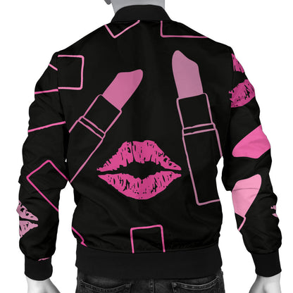 Lipstick Pink Pattern Print Design 01 Men Bomber Jacket