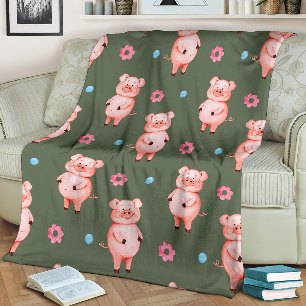 Pig Pattern Print Design 03 Premium Blanket