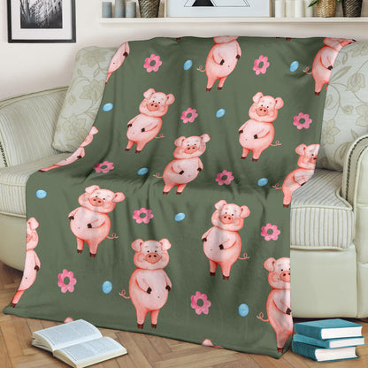 Pig Pattern Print Design 03 Premium Blanket