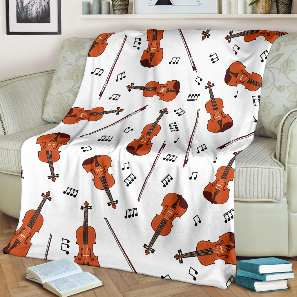 Violin Pattern Print Design 02 Premium Blanket
