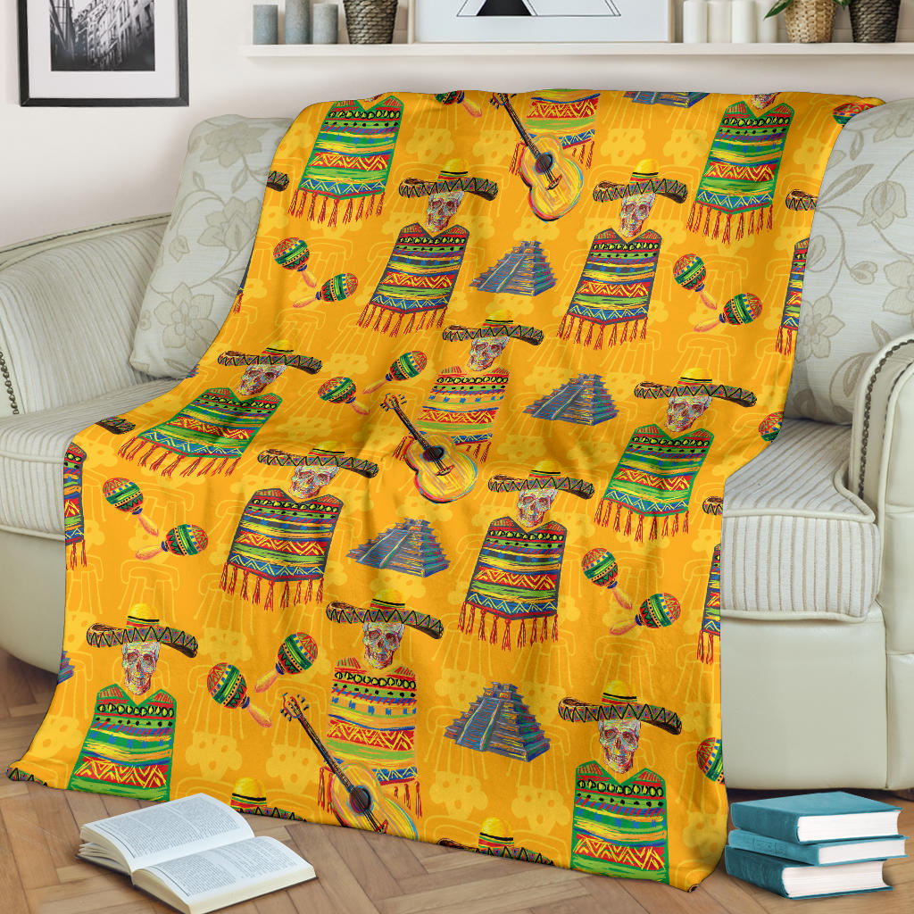 Maracas Mexican Style Pattern Print Design 02 Premium Blanket