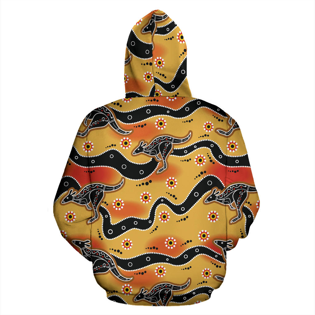 Kangaroos Aboriginal Pattern Print Design 06 Pullover Hoodie