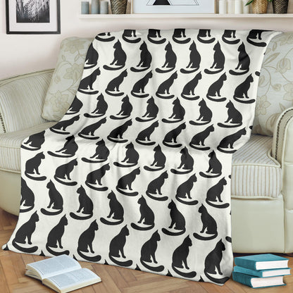 Black Cat Pattern Print Design 02 Premium Blanket
