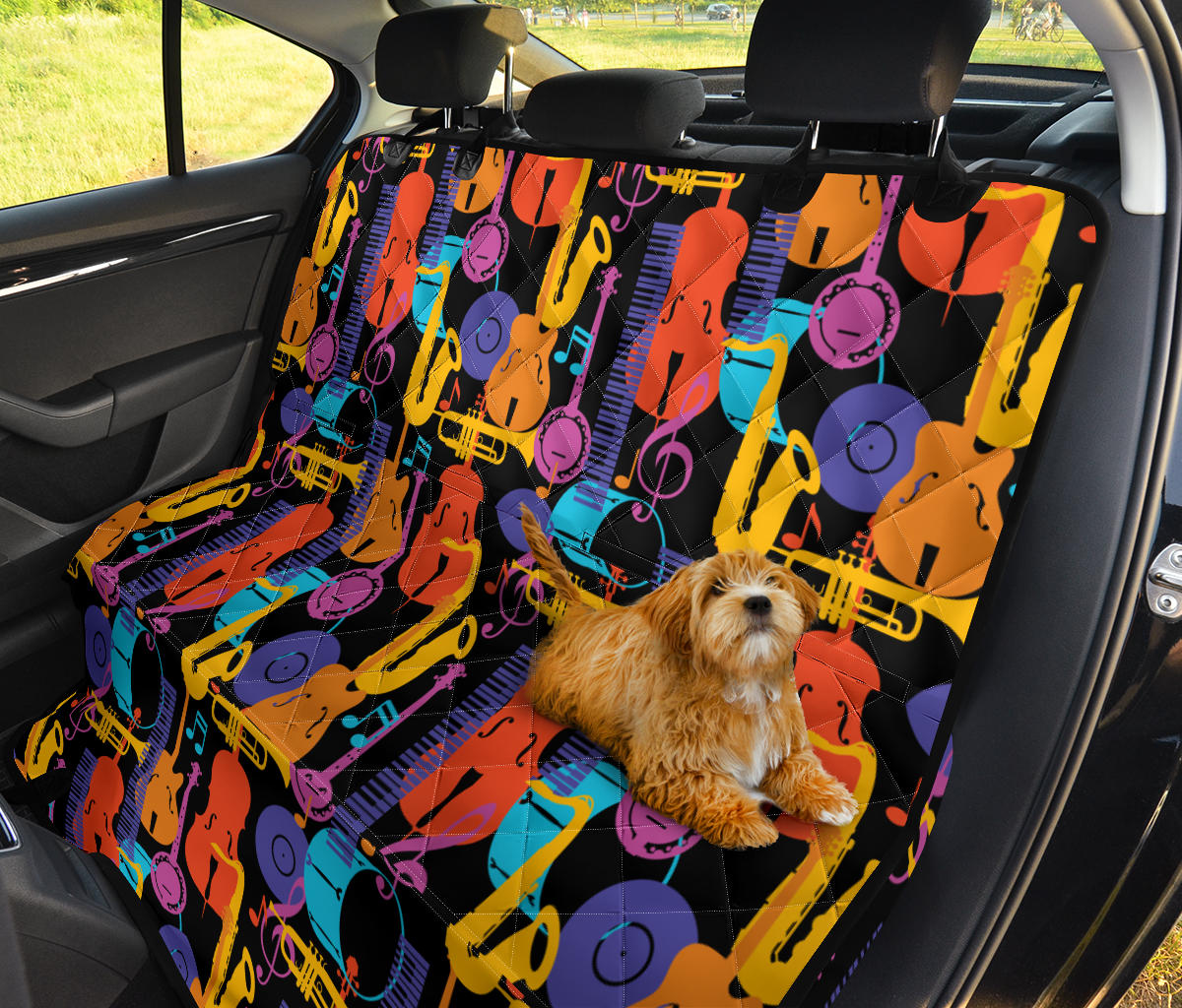 Jazz Pattern Print Design 03 Rear Dog Car Seat Cover Hammock