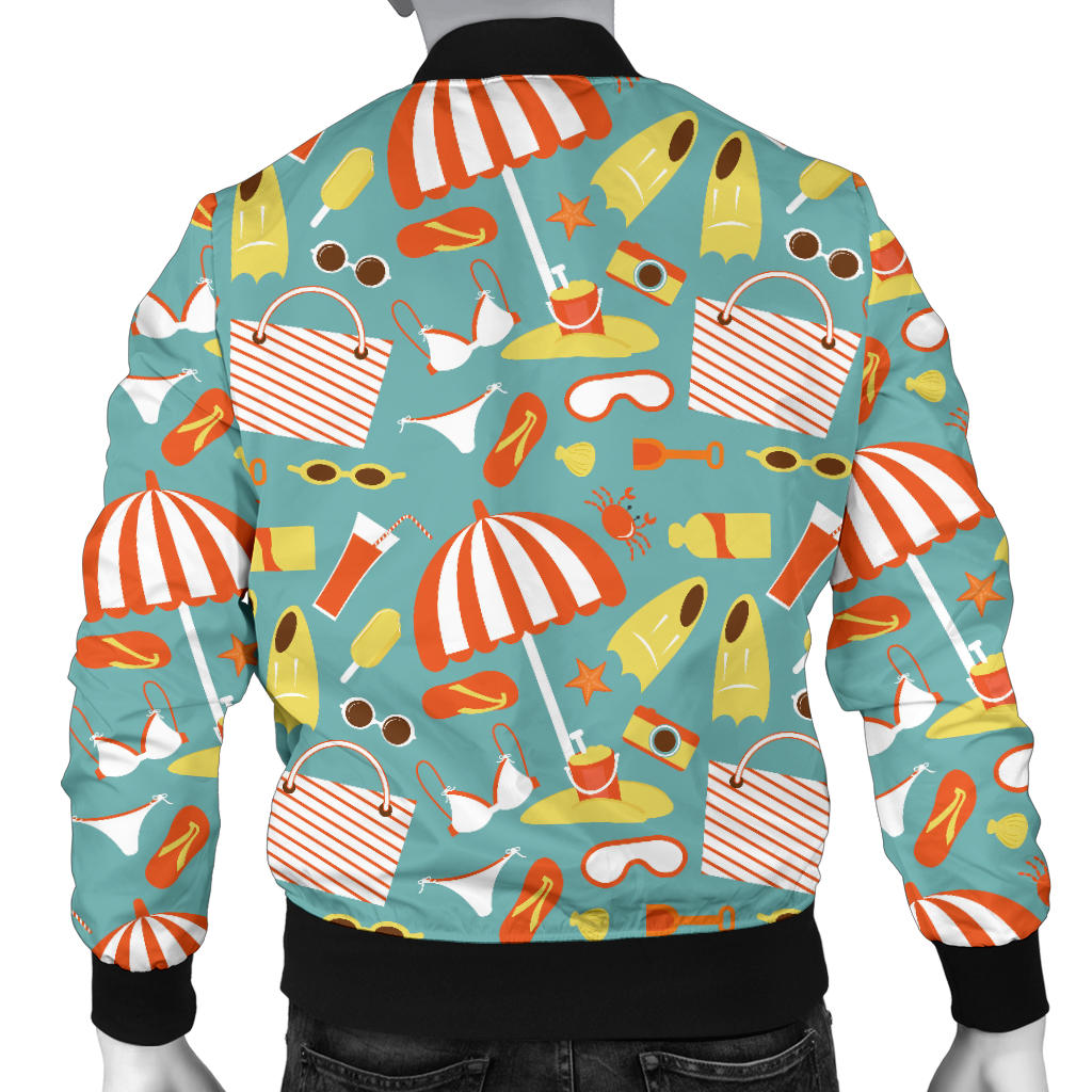 Beach Scene Pattern Print Design 02 Men Bomber Jacket