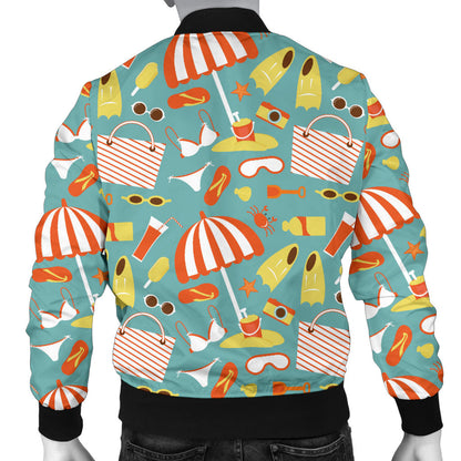 Beach Scene Pattern Print Design 02 Men Bomber Jacket