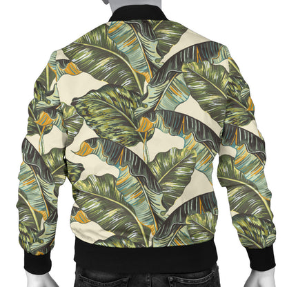 Banana Leaf Pattern Print Design 04 Men Bomber Jacket