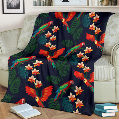 Macaw Pattern Print Design 02 Premium Blanket