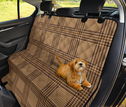Houndstooth Brown Pattern Print Design 04 Rear Dog Car Seat Cover Hammock