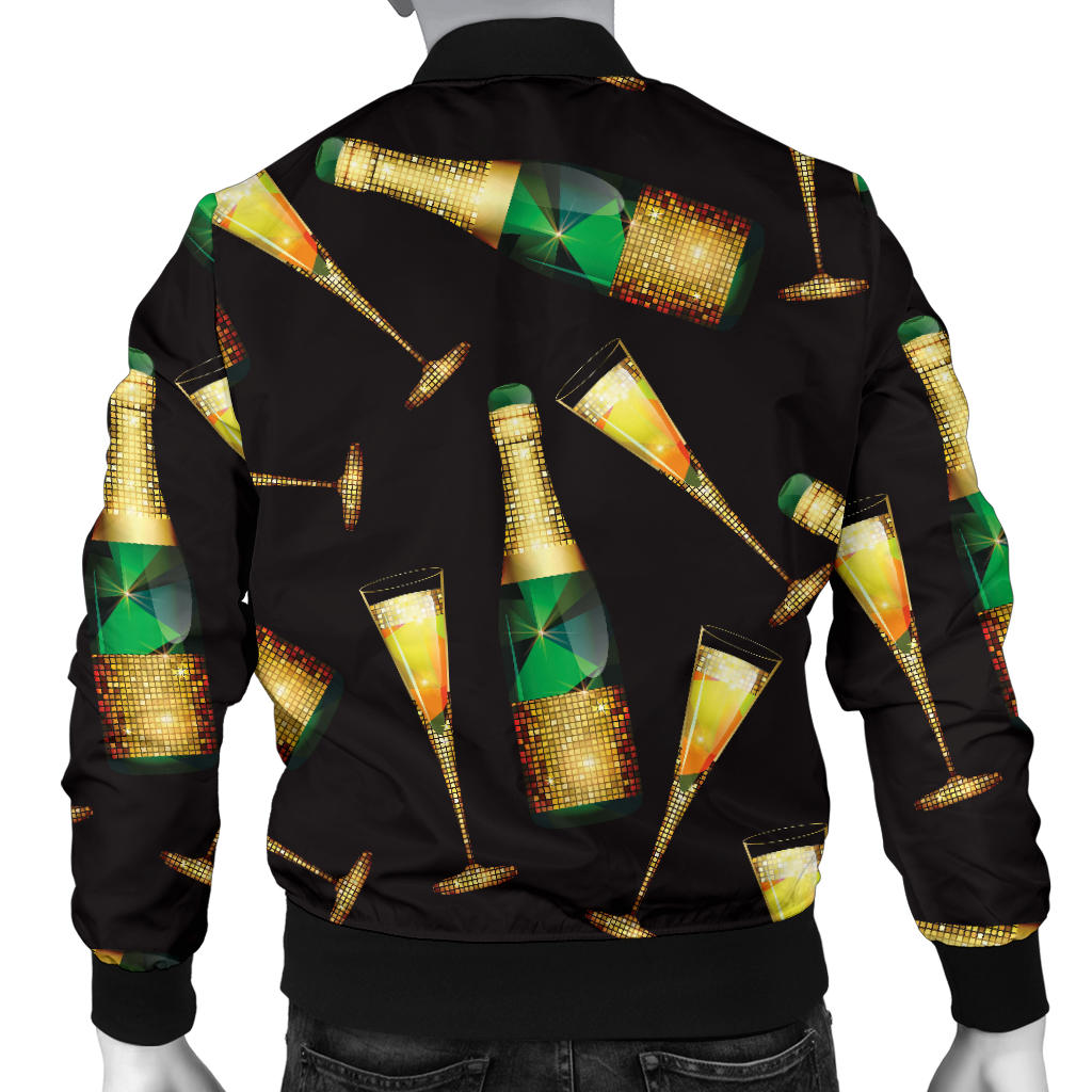 Champagne Pattern Print Design 02 Men Bomber Jacket