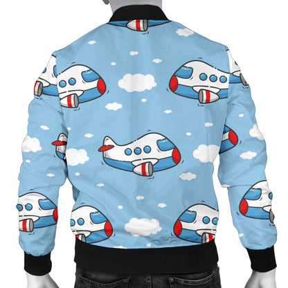 Airplane Cartoon Pattern Print Design 07 Men Bomber Jacket