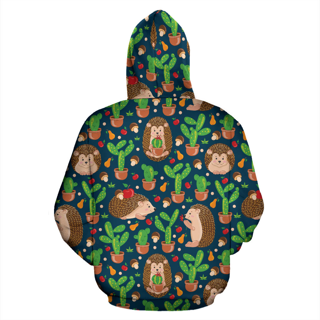 Hedgehog Cactus Pattern Print Design 04 Pullover Hoodie