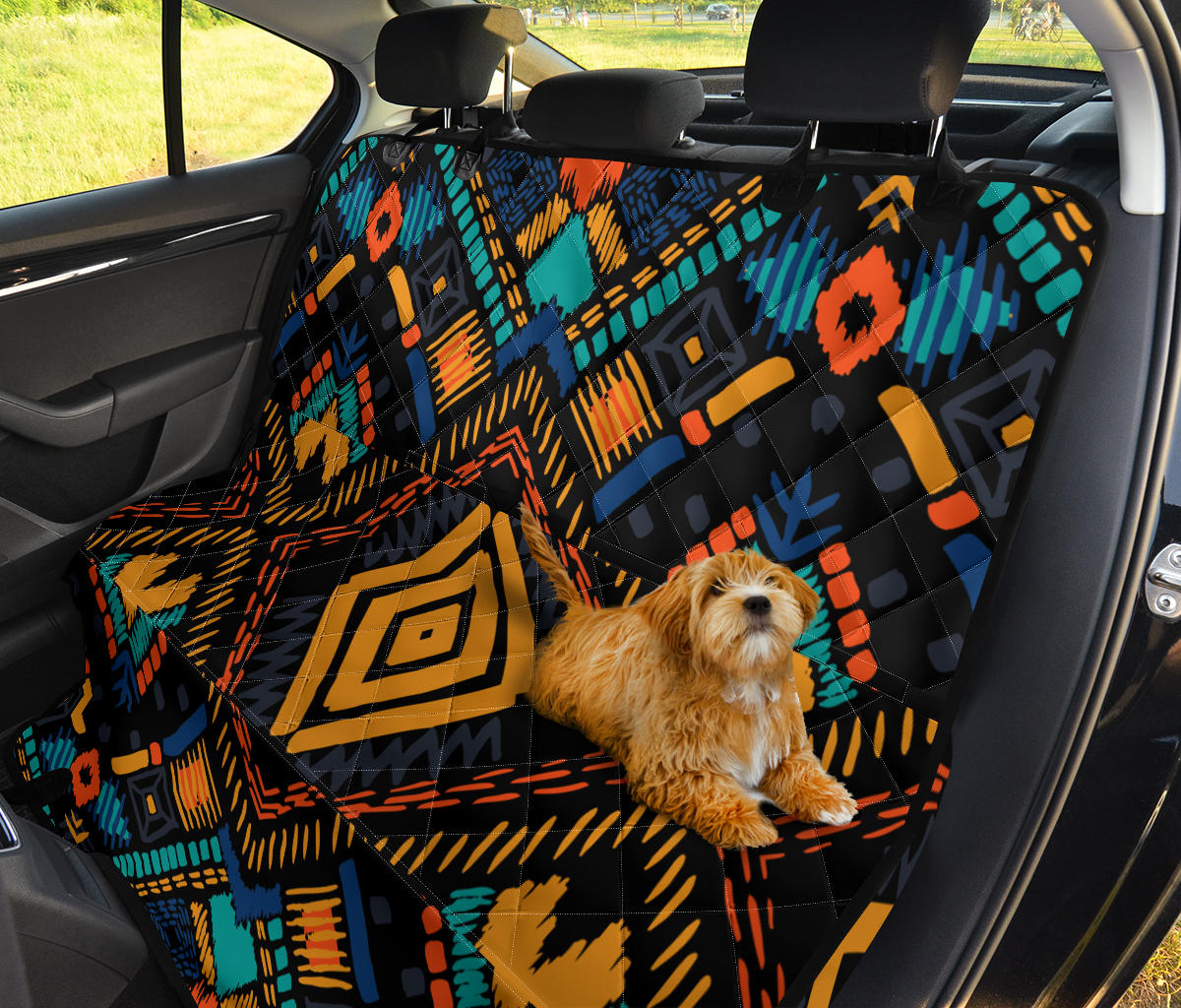 Kente Pattern Print Design 05 Rear Dog Car Seat Cover Hammock