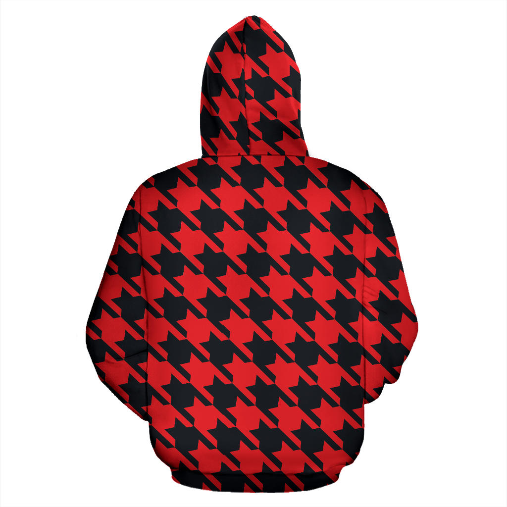 Houndstooth Red Pattern Print Design 03 Pullover Hoodie