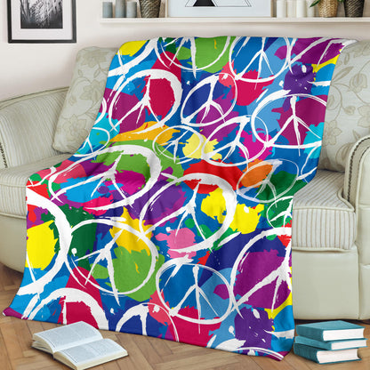 Peace Sign Colorful Pattern Print Design A02 Premium Blanket