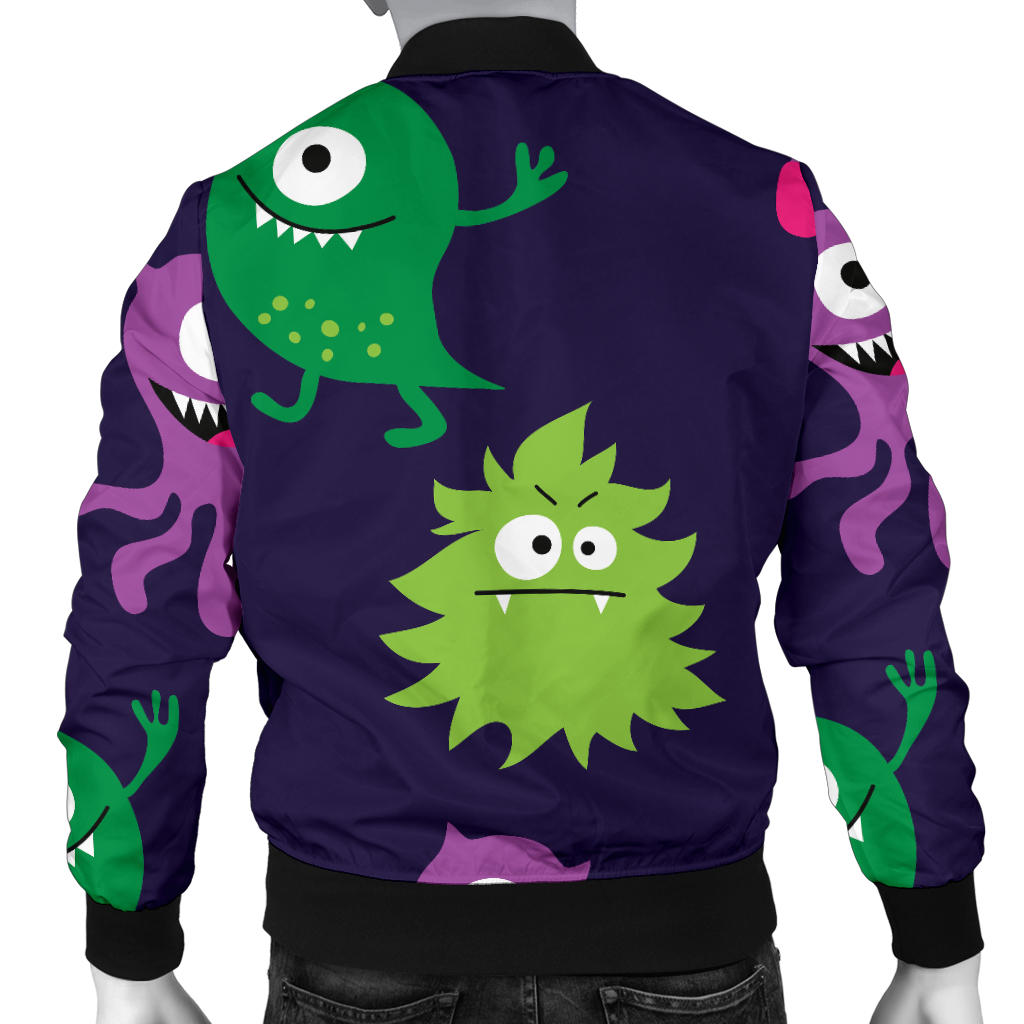 Monster Cartoon Pattern Print Design 02 Men Bomber Jacket