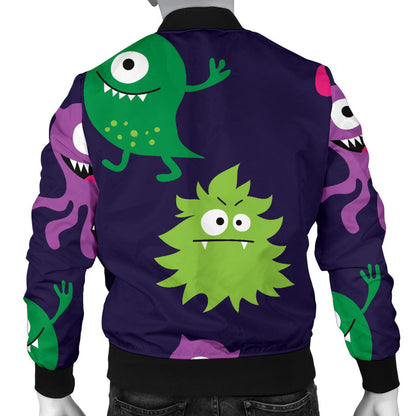 Monster Cartoon Pattern Print Design 02 Men Bomber Jacket