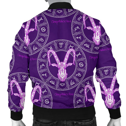 Capricorn Zodiac Pattern Print Design 04 Men Bomber Jacket