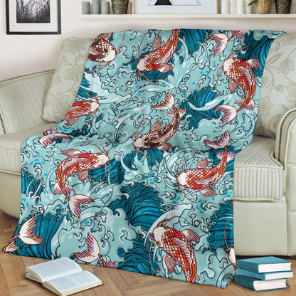 KOI Fish Pattern Print Design 05 Premium Blanket