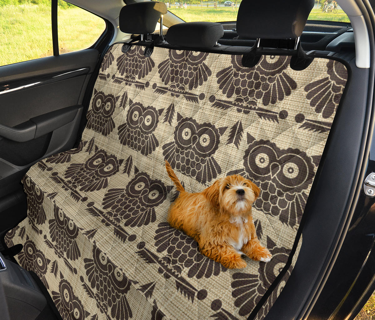 Owl Pattern Print Design A01 Rear Dog Car Seat Cover Hammock