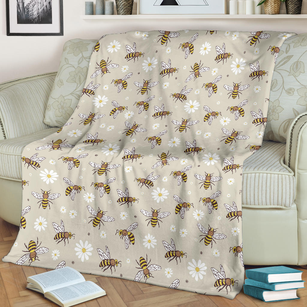 Bee Pattern Print Design 03 Premium Blanket