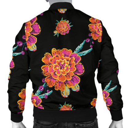 Marigold Pattern Print Design 01 Men Bomber Jacket