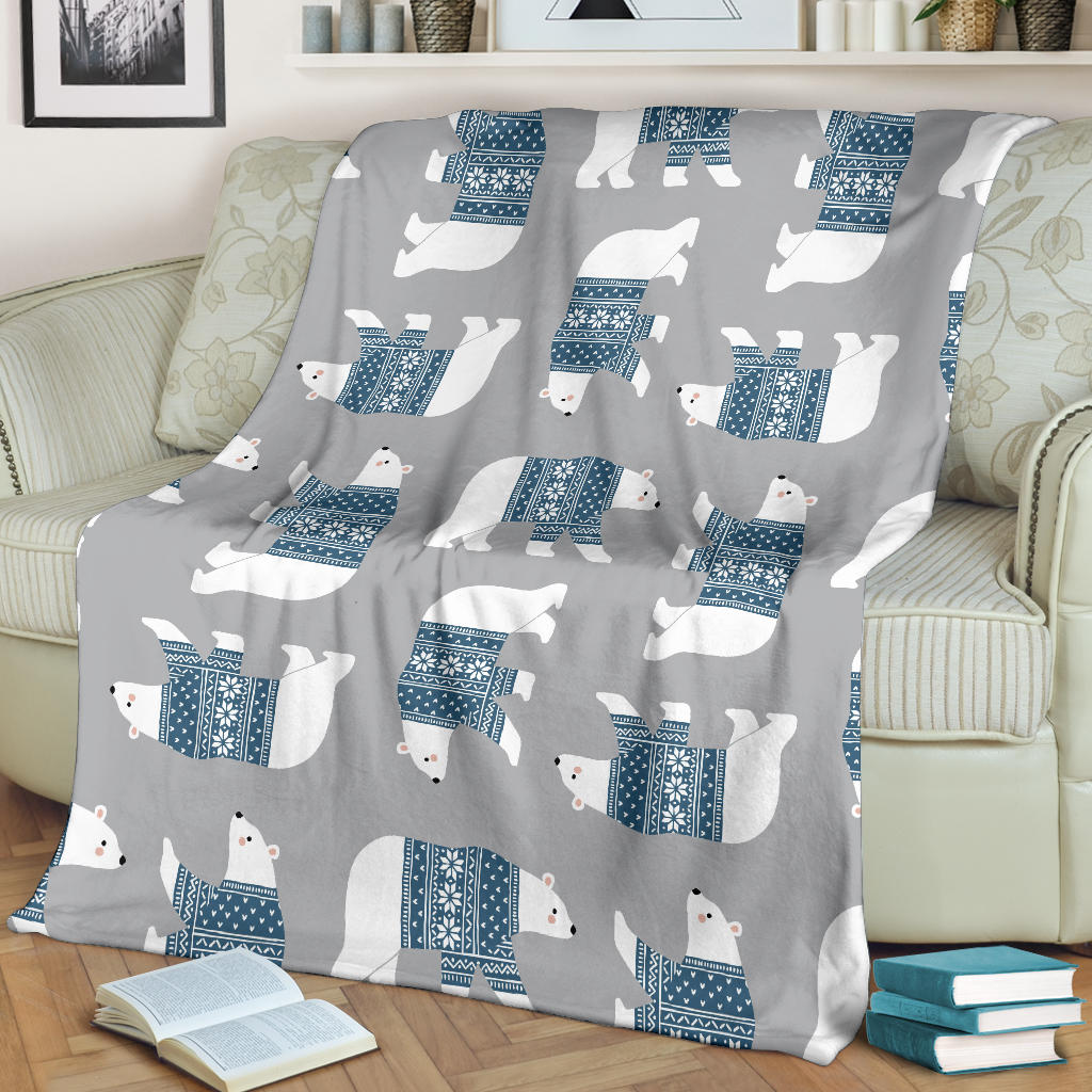 Polar Bear Pattern Print Design A03 Premium Blanket