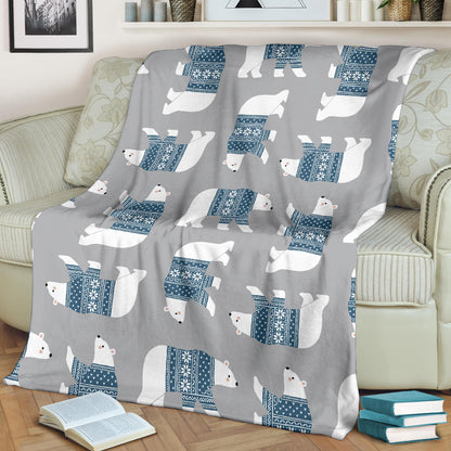 Polar Bear Pattern Print Design A03 Premium Blanket