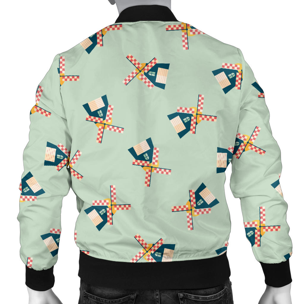 Windmill Pattern Print Design 02 Men Bomber Jacket