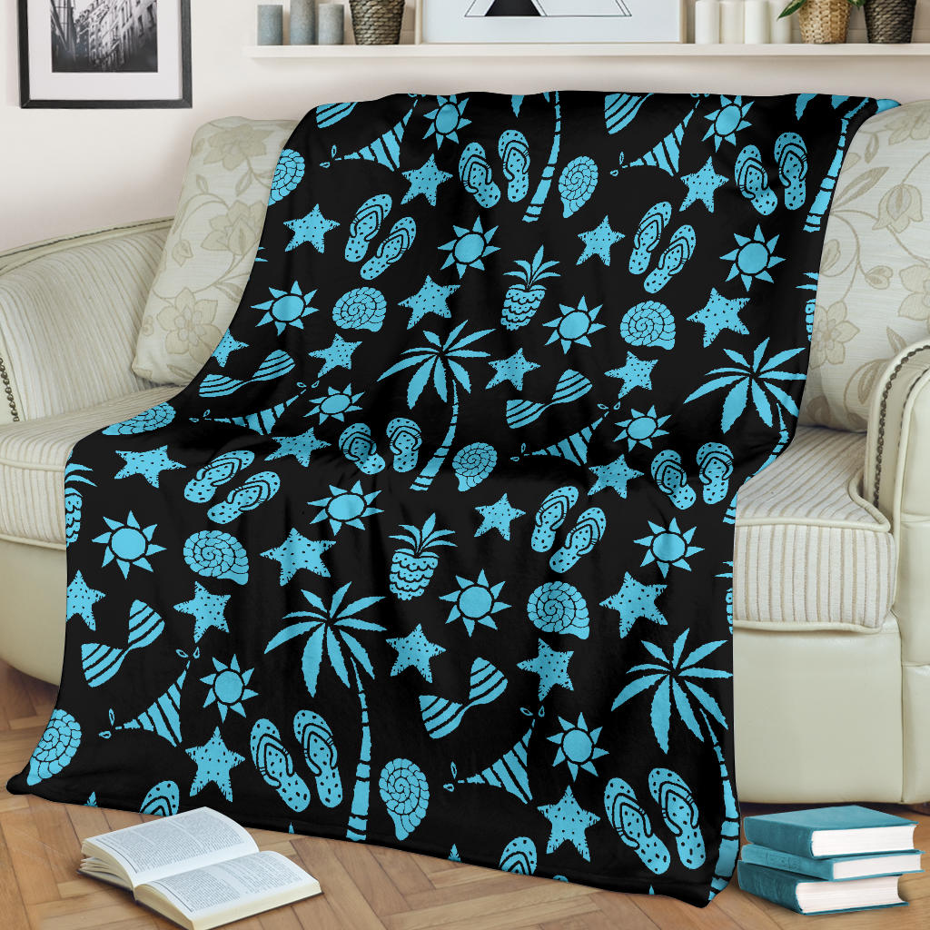 Beach Scene Pattern Print Design 03 Premium Blanket
