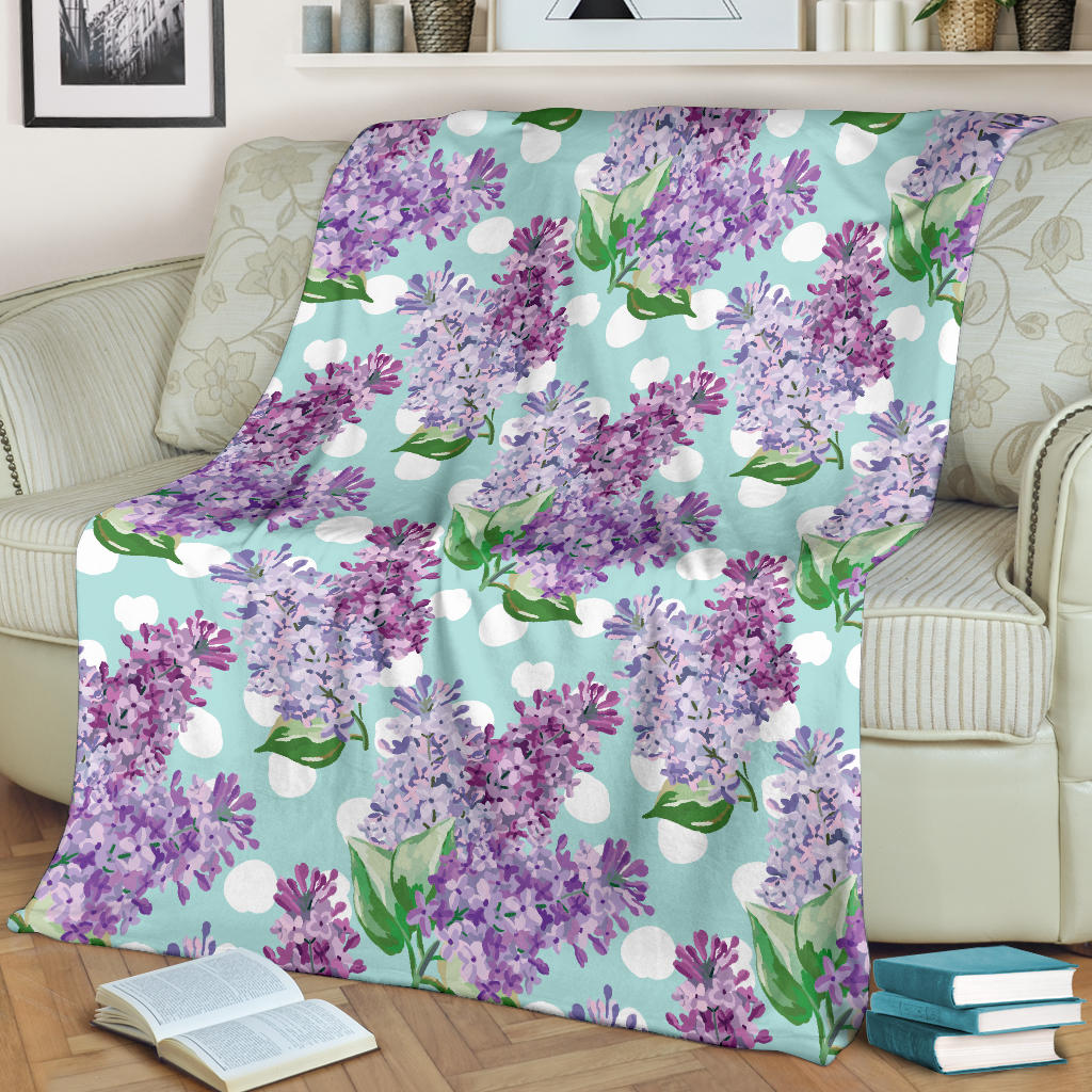 Lilac Pattern Print Design 02 Premium Blanket