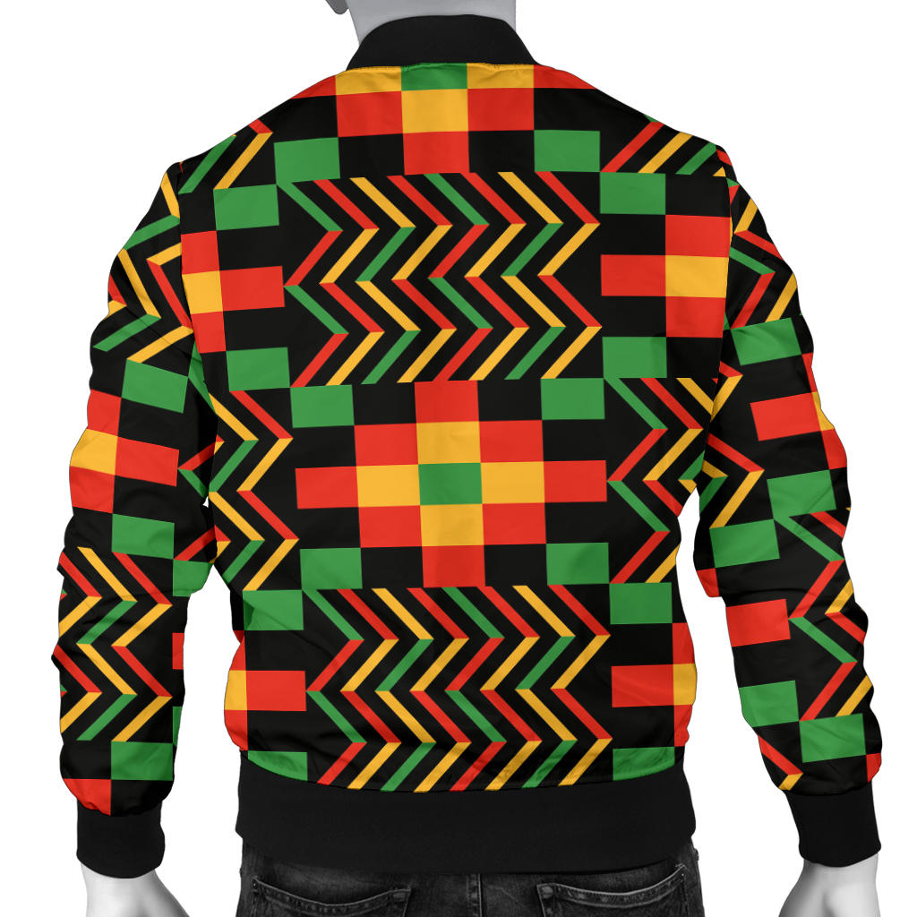 Kente Pattern Print Design 01 Men Bomber Jacket
