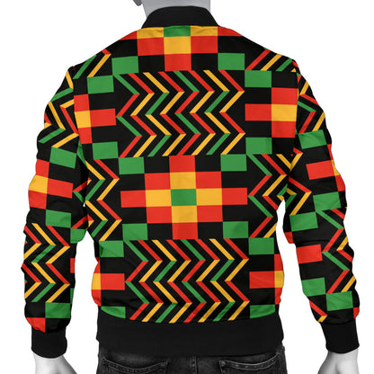Kente Pattern Print Design 01 Men Bomber Jacket