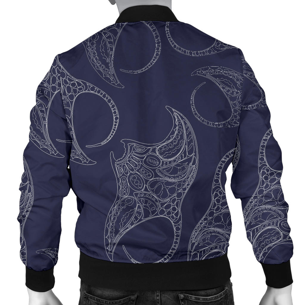 Manta Ray Pattern Print Design 01 Men Bomber Jacket