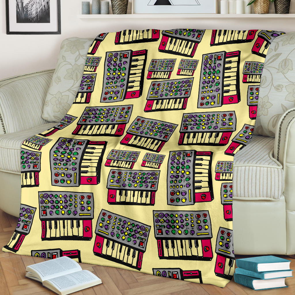Synthesizer Pattern Print Design 01 Premium Blanket