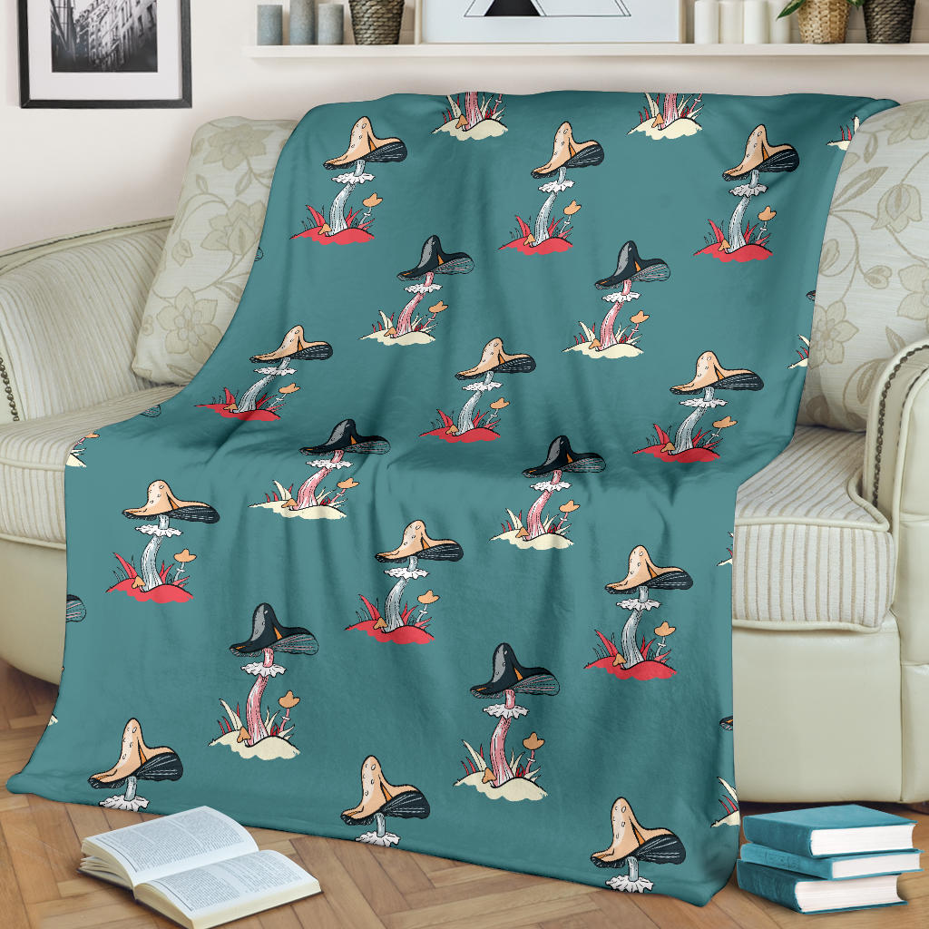 Mushroom Pattern Print Design A04 Premium Blanket