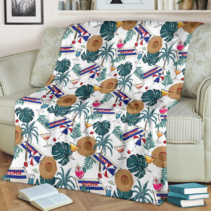 Aloha Hawaii Beach Pattern Print Design 04 Premium Blanket