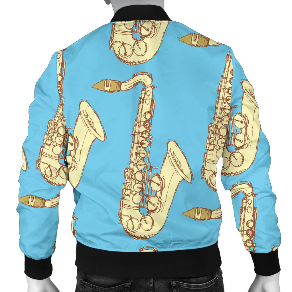 Saxophone Pattern Print Design 03 Men Bomber Jacket