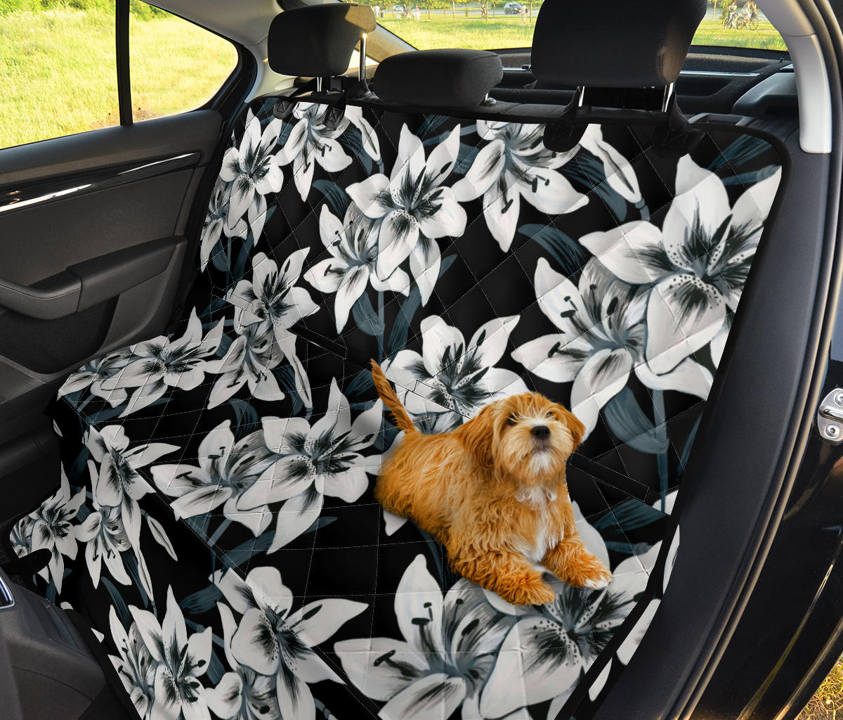 Lily Pattern Print Design 03 Rear Dog Car Seat Cover Hammock