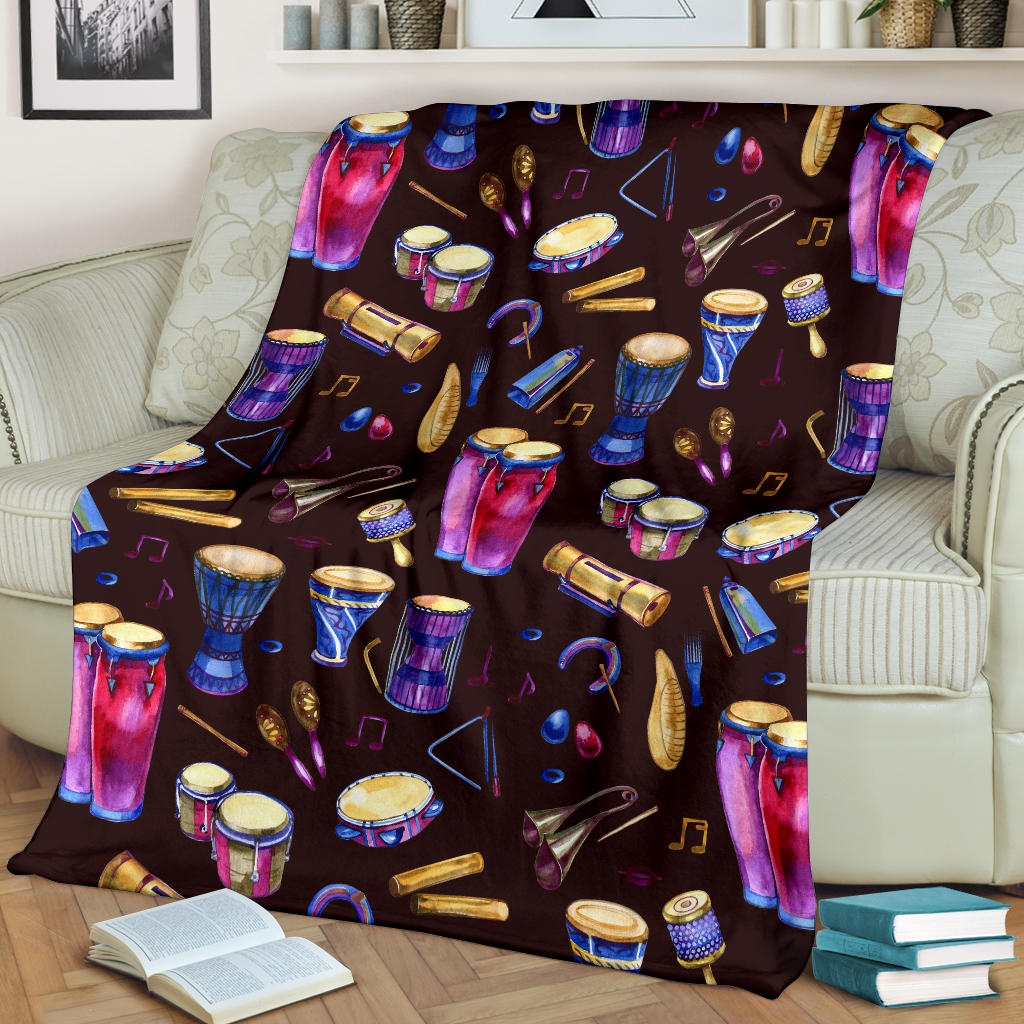 Percussion Neon Pattern Print Design 04 Premium Blanket