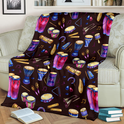 Percussion Neon Pattern Print Design 04 Premium Blanket