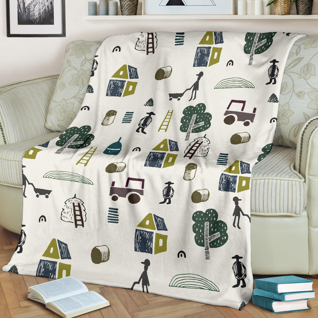 Agricultural Farm Print Design 01 Premium Blanket