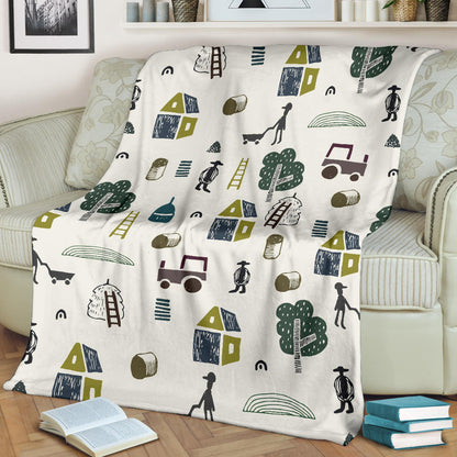 Agricultural Farm Print Design 01 Premium Blanket