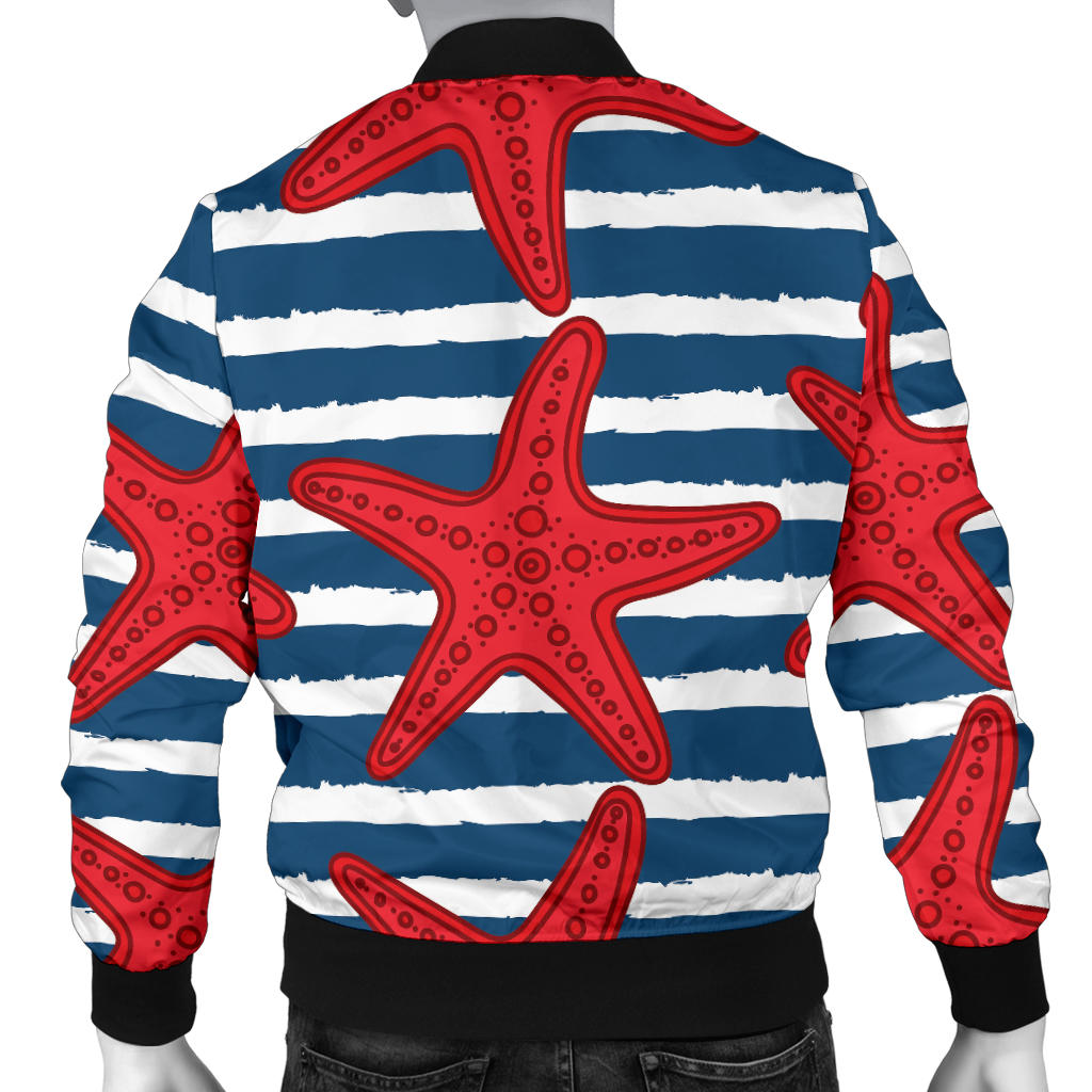Starfish Red Pattern Print Design 02 Men Bomber Jacket